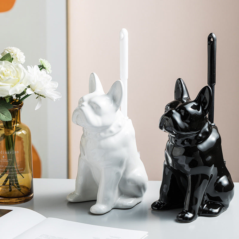 Dog shape toilet brush with ceramic base, view 6 - MRSLM