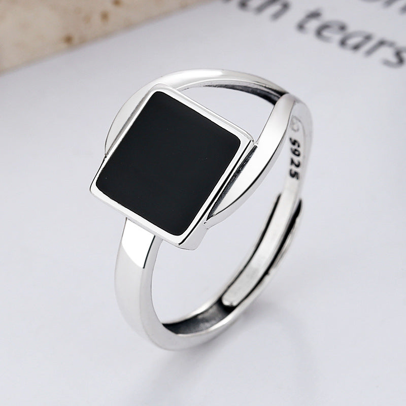 sterling silver square ring, view 4 - MRSLM