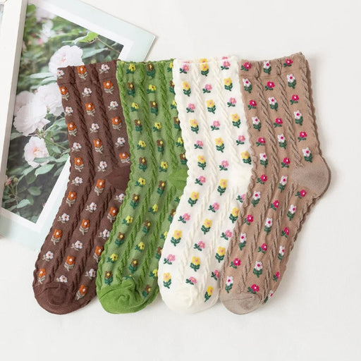 women's cartoon flower cotton socks - MRSLM
