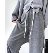 high-waist drawstring wide leg pants, view 6 - MRSLM
