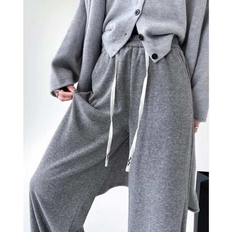 high-waist drawstring wide leg pants, view 6 - MRSLM