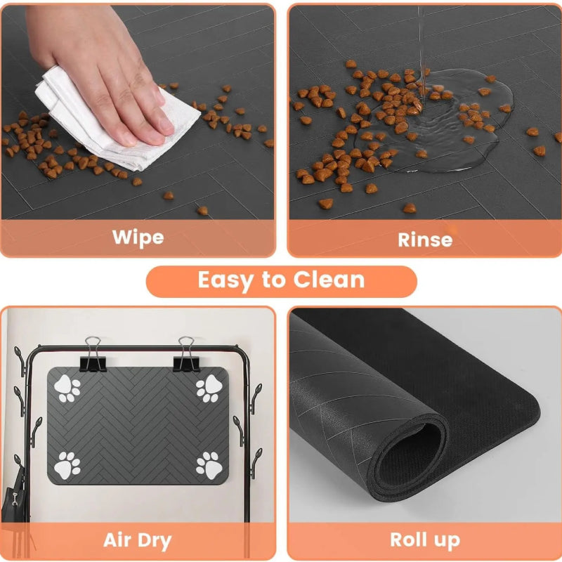 absorbent pet feeding mat with waterproof rubber backing, view 6 - MRSLM