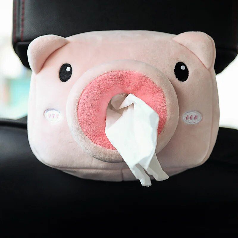 Adorable Plush Animal Car Tissue Holder - Napkin Dispenser for Auto & Home