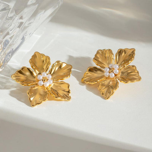 18k gold plated vintage flower earrings - MRSLM