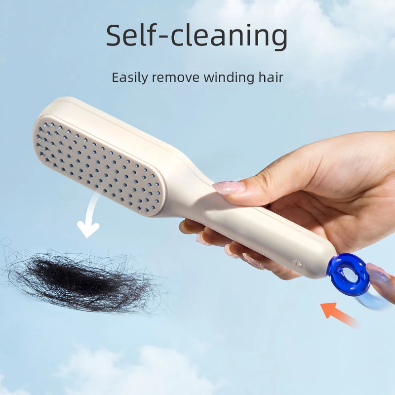 self-cleaning massage hair brush, view 5 - MRSLM