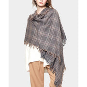 oversized wool plaid scarf, view 6 - MRSLM