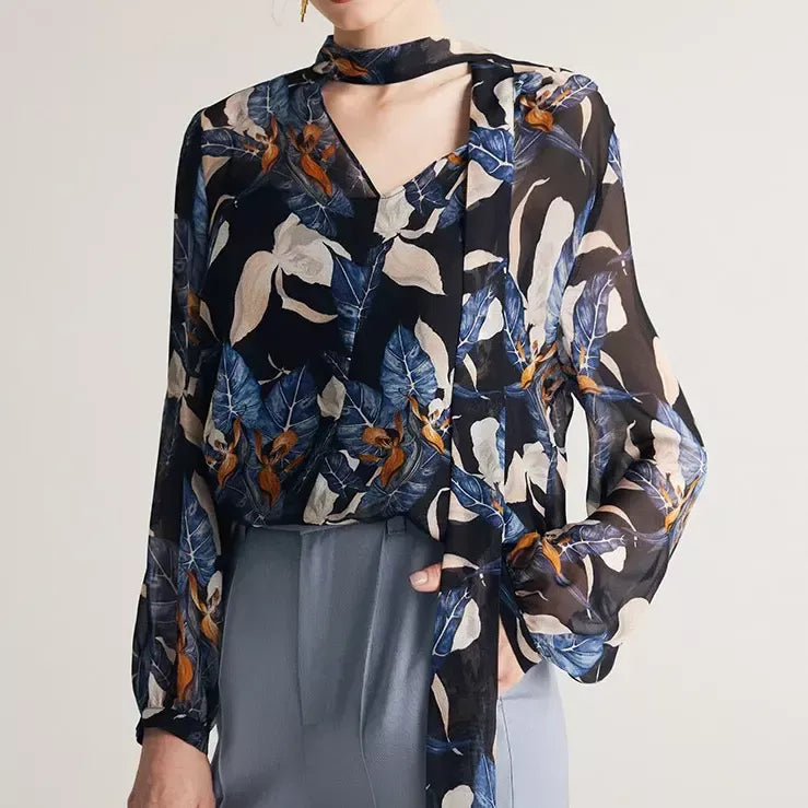 Silk-blend bow collar blouse - MRSLM