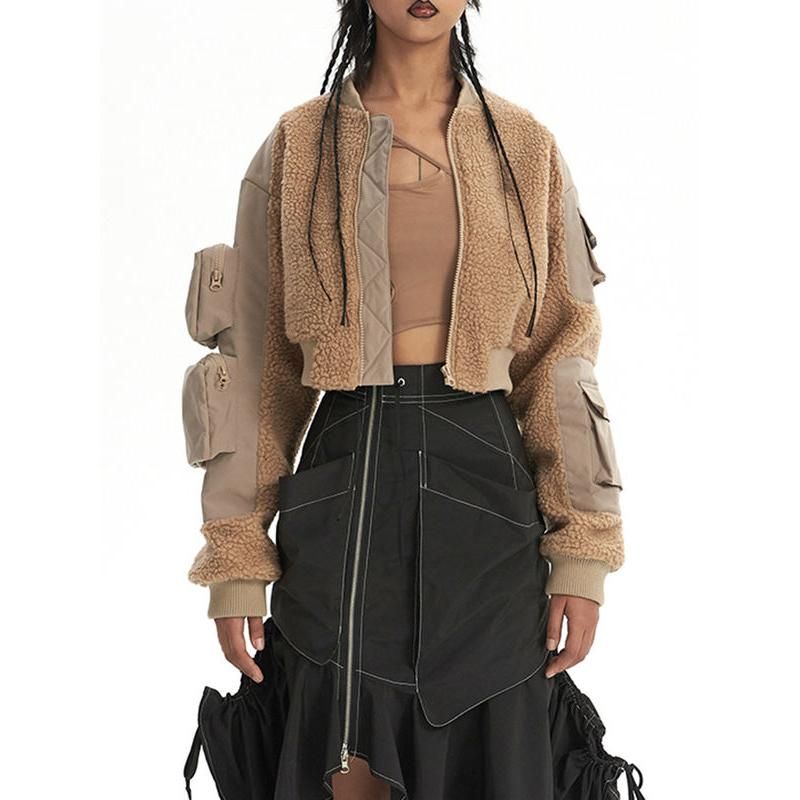 Women's lamb wool jacket, view 3 - MRSLM