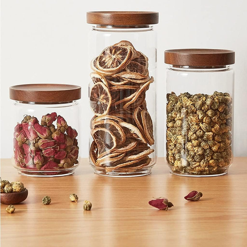 Wood lid glass airtight canisters, view 8 - MRSLM