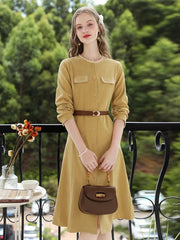 women's v-neck knit sweater dress, view 6 - MRSLM