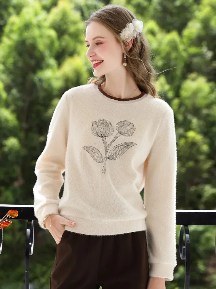 women's apricot casual pullover, view 3 - MRSLM
