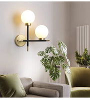 nordic double head led wall sconce, view 2 - MRSLM