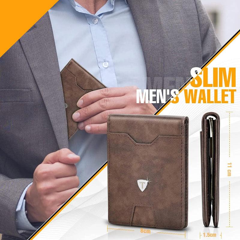 slim bifold leather wallet, view 7 - MRSLM