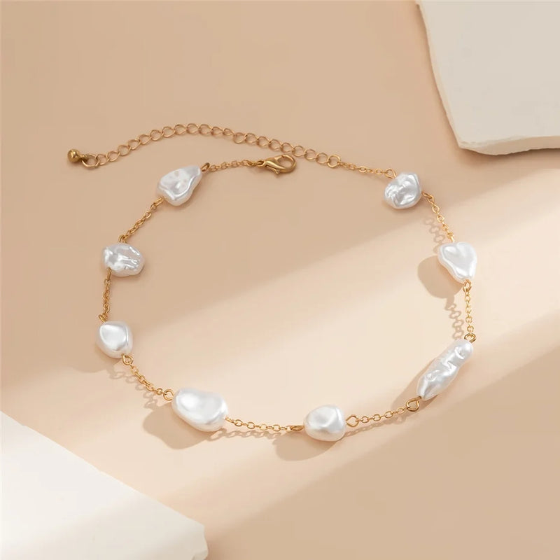 pearl clavicle chain necklace - MRSLM