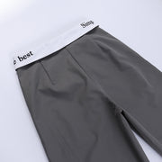 knitted high waist contrast color loose trousers, view 10 - MRSLM