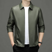 lapel leather jacket men diamond pattern, view 4 - MRSLM