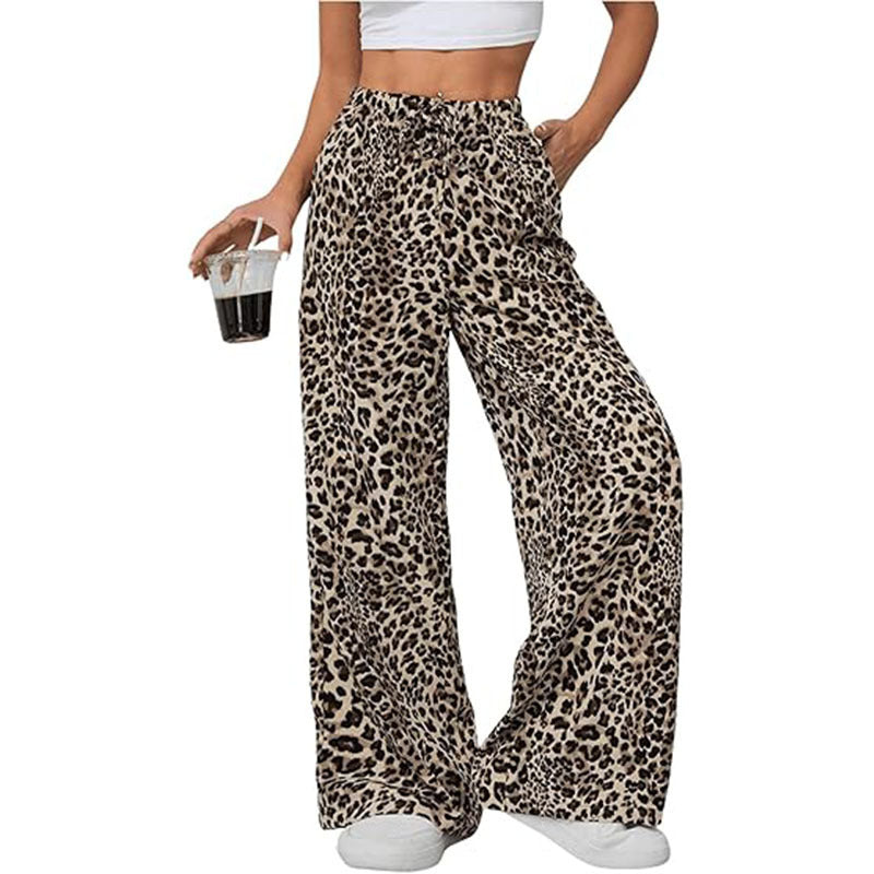 leopard print low waist casual pants, view 4 - MRSLM