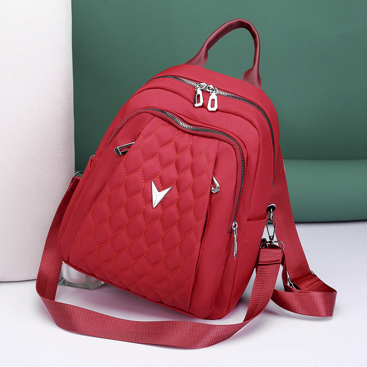 Fashion Student Backpack Rhombus Embroidery Thread Travel