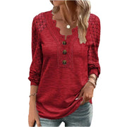 women's slim long sleeve lace top, view 2 - MRSLM