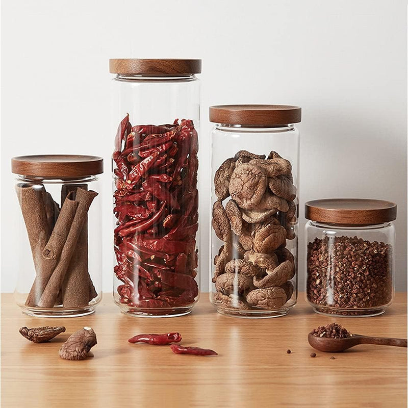 Wood lid glass airtight canisters, view 7 - MRSLM