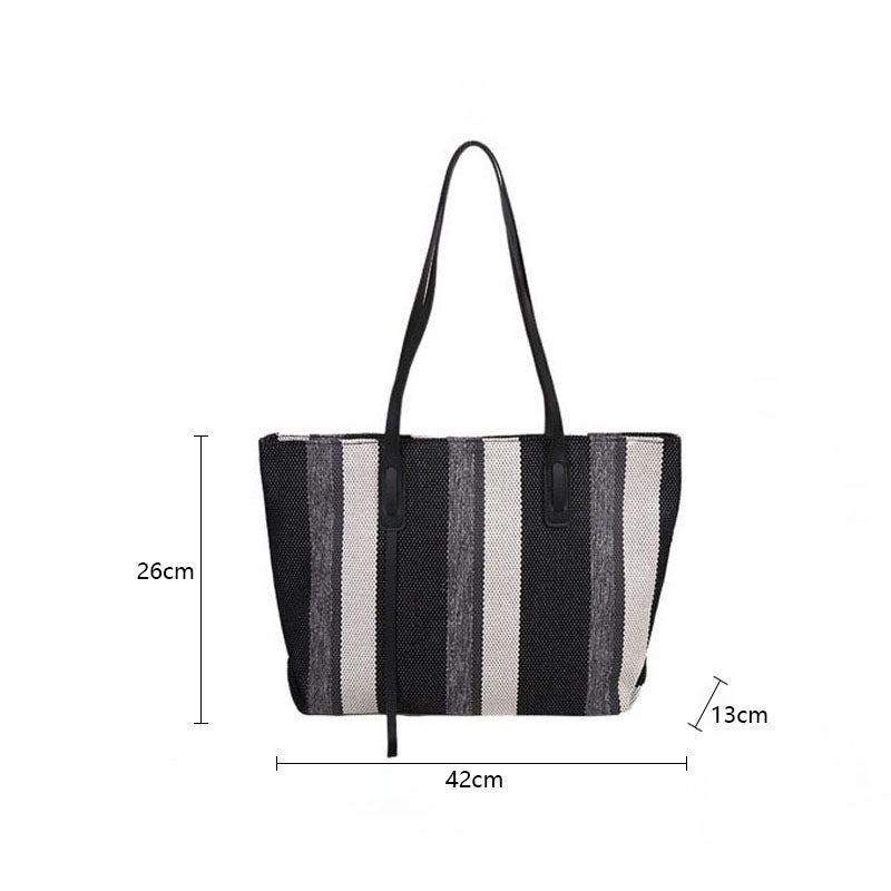 Striped Canvas Tote Bag