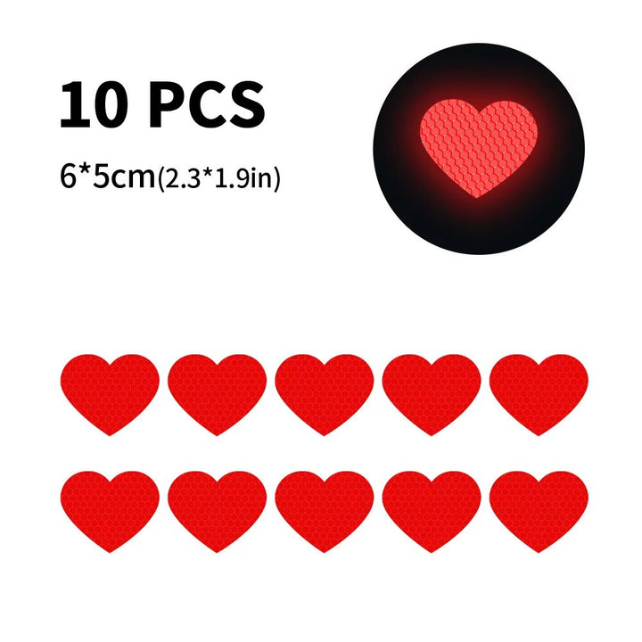 Reflective Heart-Shaped Safety Stickers for Vehicles