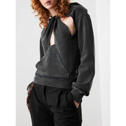 hollow out hooded sweatshirt, view 3 - MRSLM