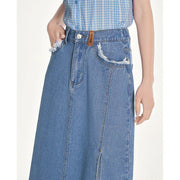 denim A-line skirt, view 2 - MRSLM
