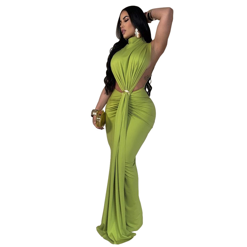 side split sleeveless long dress, view 5 - MRSLM