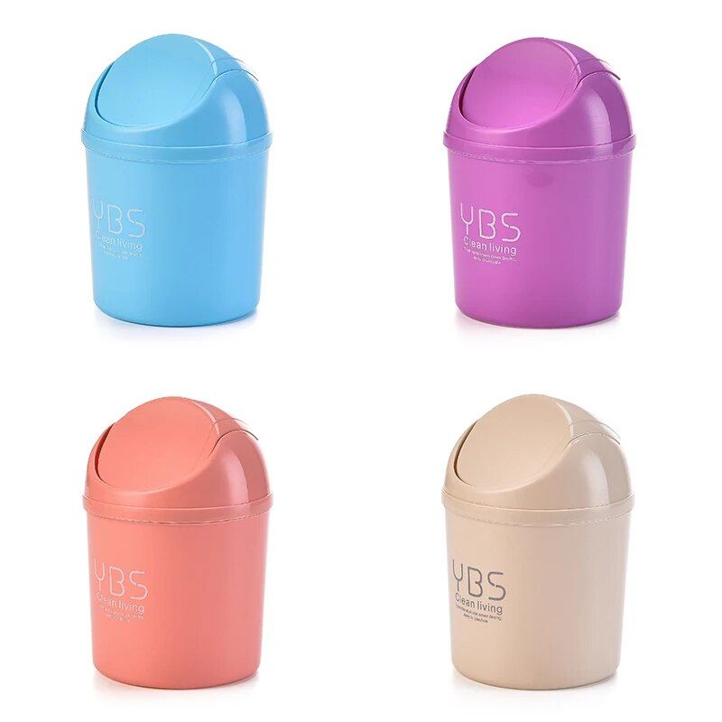 Compact Rolling Lid Mini Trash Bin - Portable Garbage Can for Car & Desk