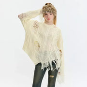 hollowed-out tassel knit sweater, view 9 - MRSLM