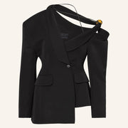 oblique shoulder women's blazer, view 2 - MRSLM