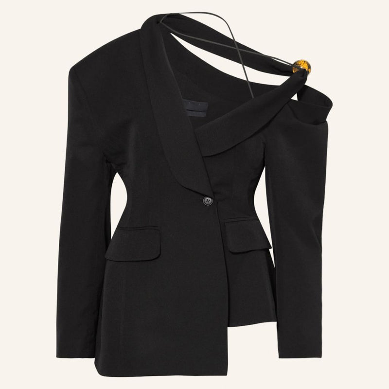 oblique shoulder women's blazer, view 2 - MRSLM