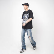 men's straight loose hole jeans, view 4 - MRSLM