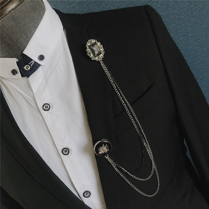 vintage chain pin brooch, view 2 - MRSLM