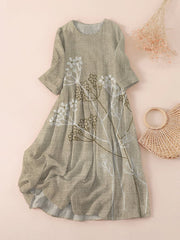Round neck plus size long dress, view 13 - MRSLM
