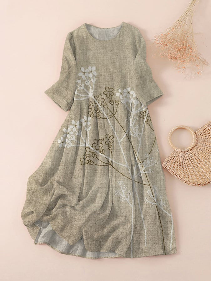 Round neck plus size long dress, view 13 - MRSLM