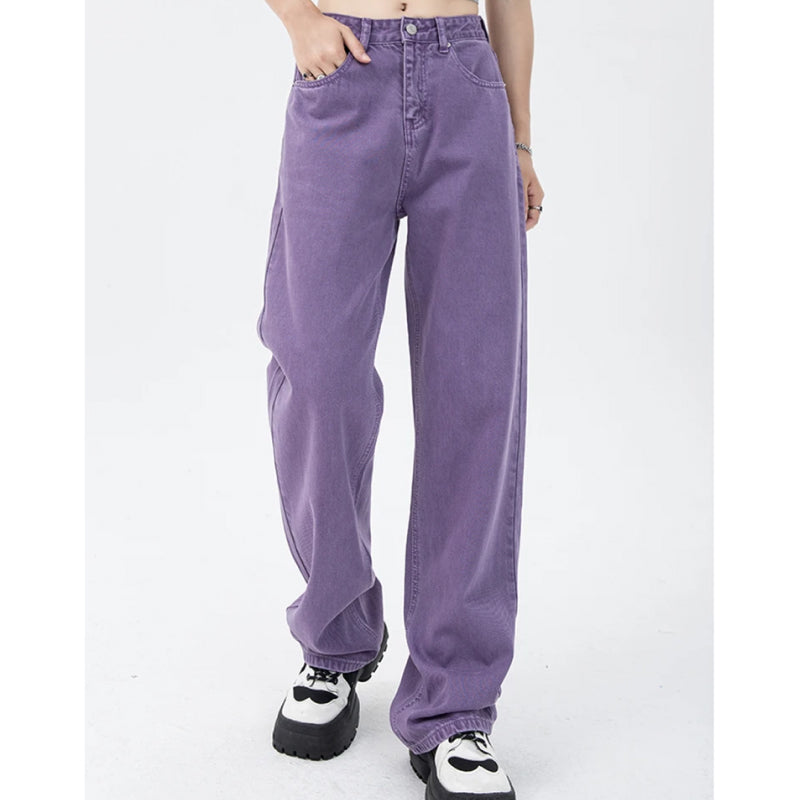 Vintage Purple High Waist Streetwear Jeans