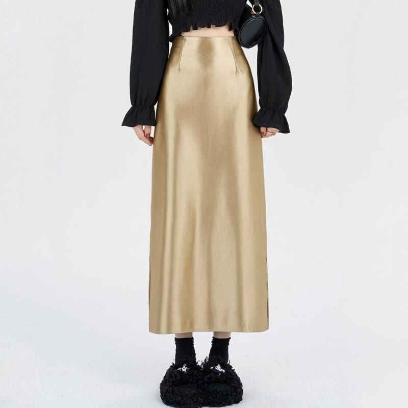 high waist satin maxi skirt - MRSLM