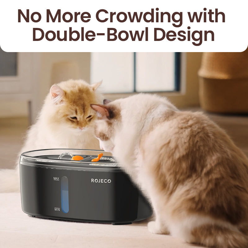 automatic pet water fountain with double bowl, view 4 - MRSLM