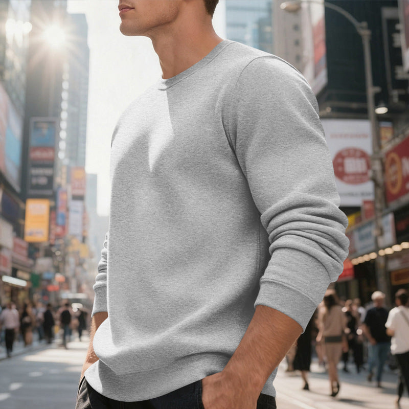 men's fleece-lined crew neck sweater, view 9 - MRSLM