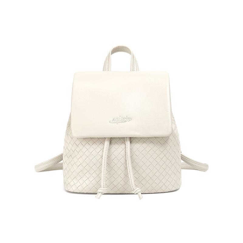 white knitted mini backpack, view 2 - MRSLM