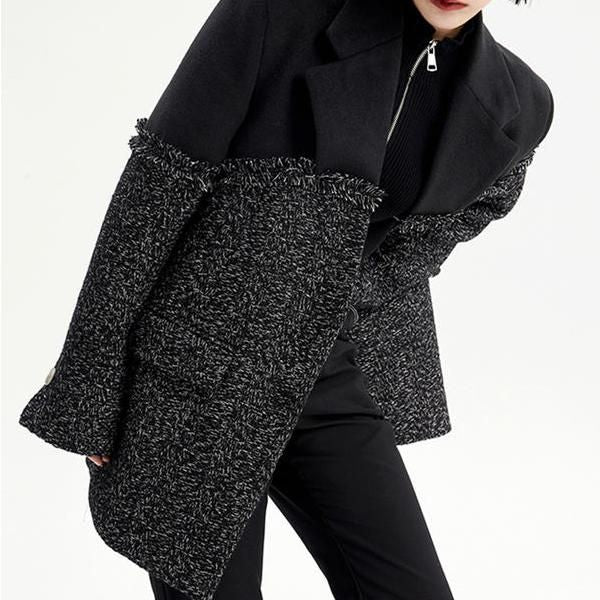 black tweed coat, view 5 - MRSLM