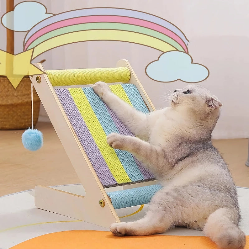 rainbow cat climbing frame with scratch-resistant post, view 3 - MRSLM