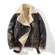 plus size fleece-lined polo collar jacket, view 8 - MRSLM
