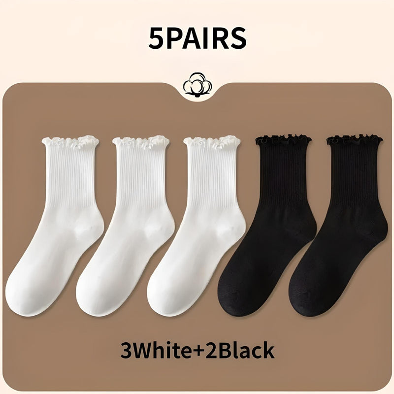women's ruffle ankle socks 5 pairs, view 6 - MRSLM