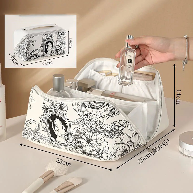 Large capacity waterproof travel makeup organizer, view 3 - MRSLM