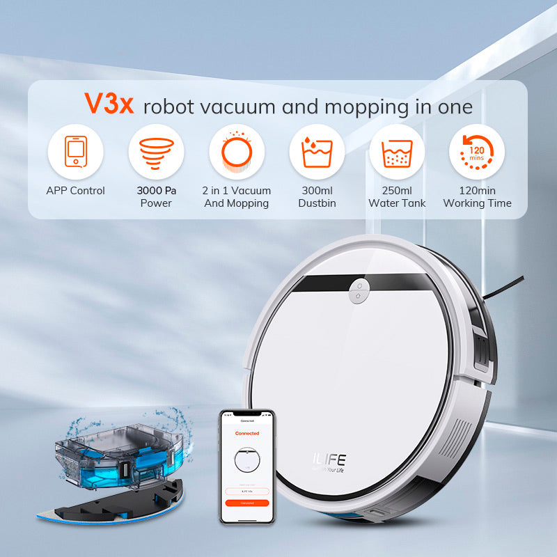 v3x robot vacuum and mop combo, view 3 - MRSLM