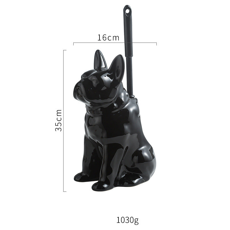 Dog shape toilet brush with ceramic base, view 7 - MRSLM