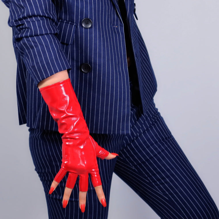 patent leather half finger gloves 28cm - MRSLM